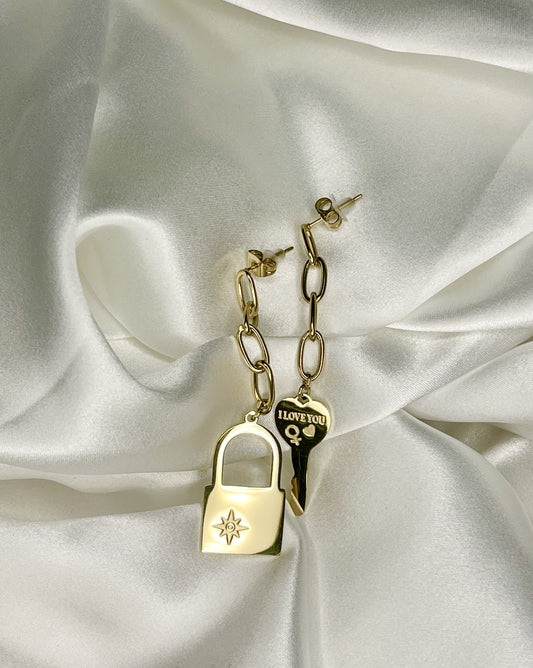 Leo Lock and Key Earrings