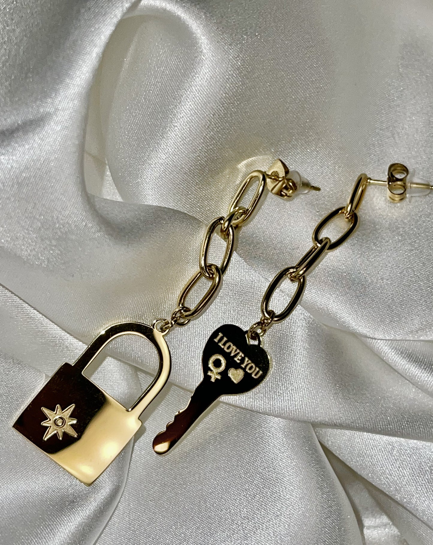 Leo Lock and Key Earrings